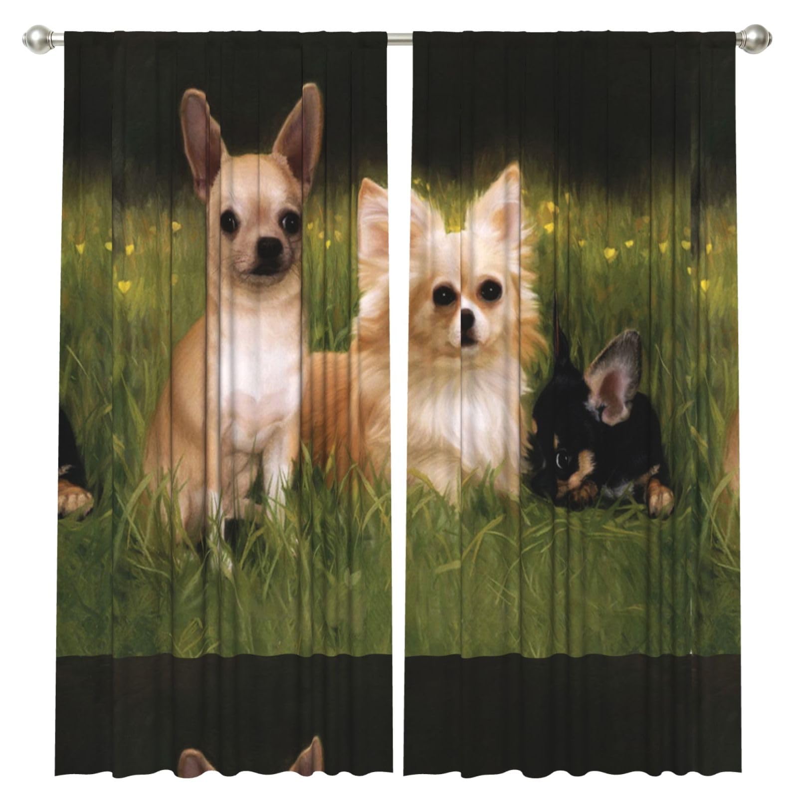 InOmak Chihuahuas Dog, 2 Panels Window Curtains 52 x 84 Inch Blackout Curtains for Living Room Bedroom