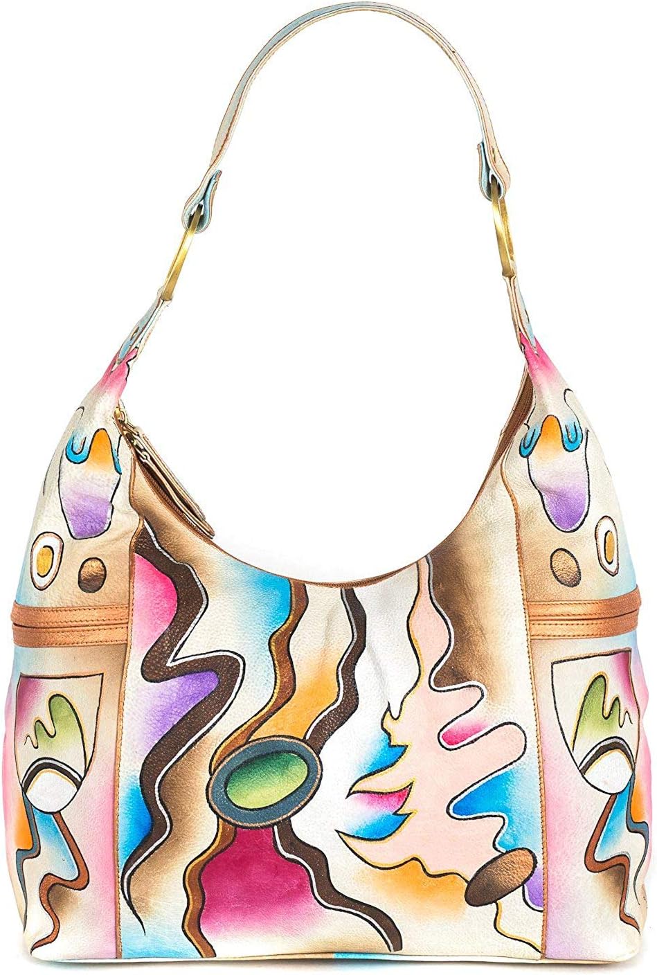 BIANCA Genuine Nappa Leather Hand-painted Hobo Shoulder Bag