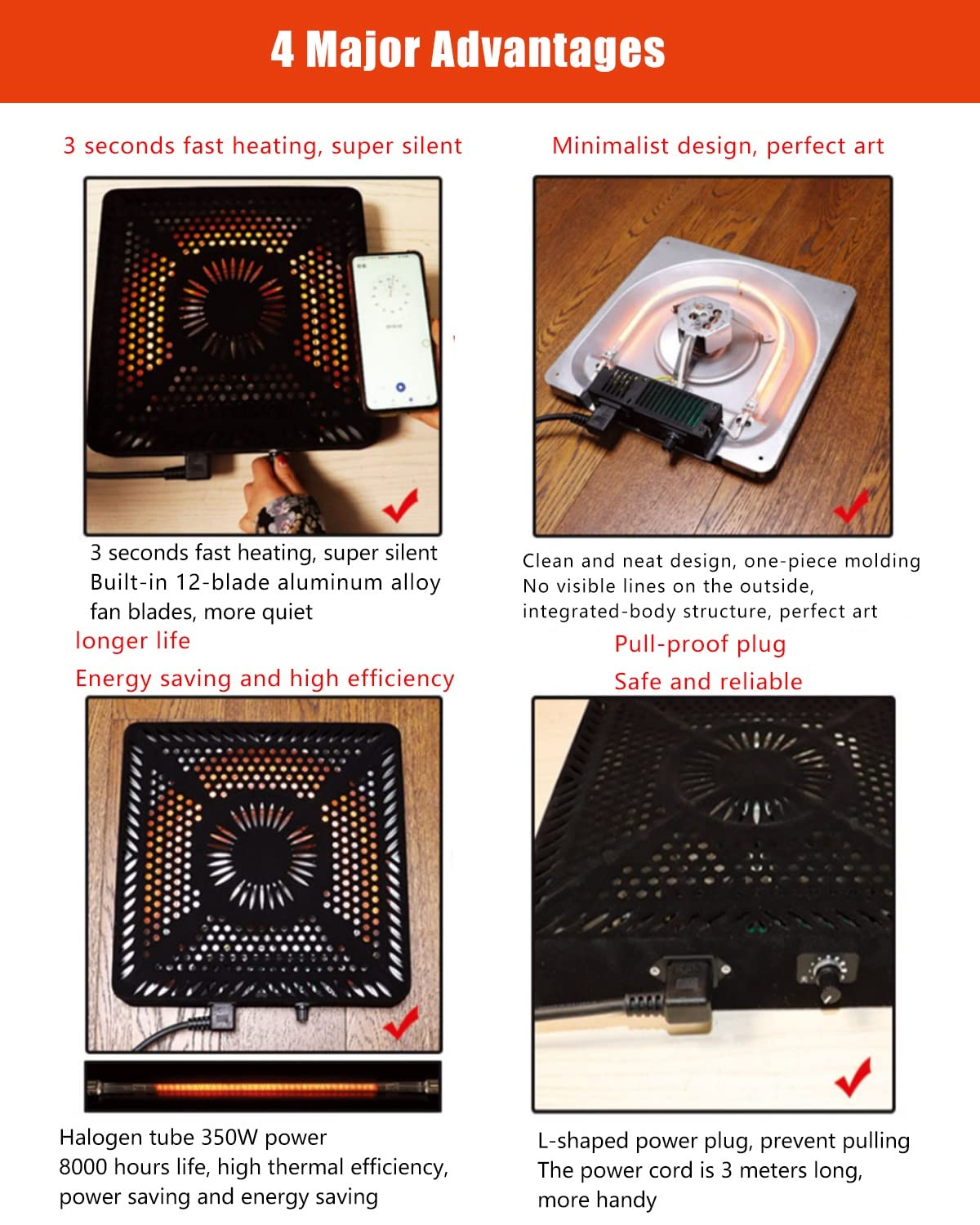 DOKODEMO KOTATSU 360° ceramic heater PaletteLife Kotatsu Heater Replacement, 120V 400W US Plug