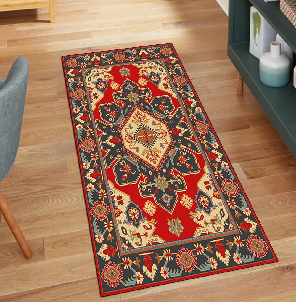 Alfombras de pasillo que evitan resbalones alfombra vintage roja de 40x350 cm para pasillo y cocina