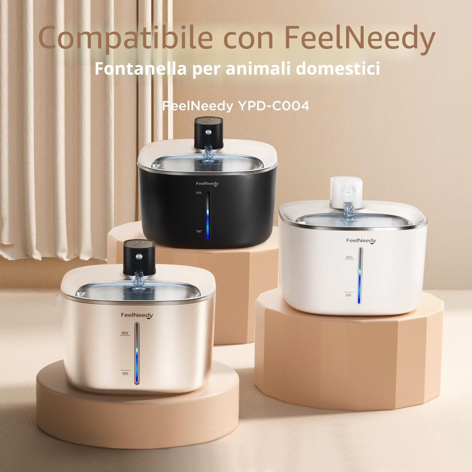 10 Pezzi di Filtri per FEELNEEDY 4L Fontanella per Gatti Senza Fili con Sensore di Movimento, Imballaggio Individuale