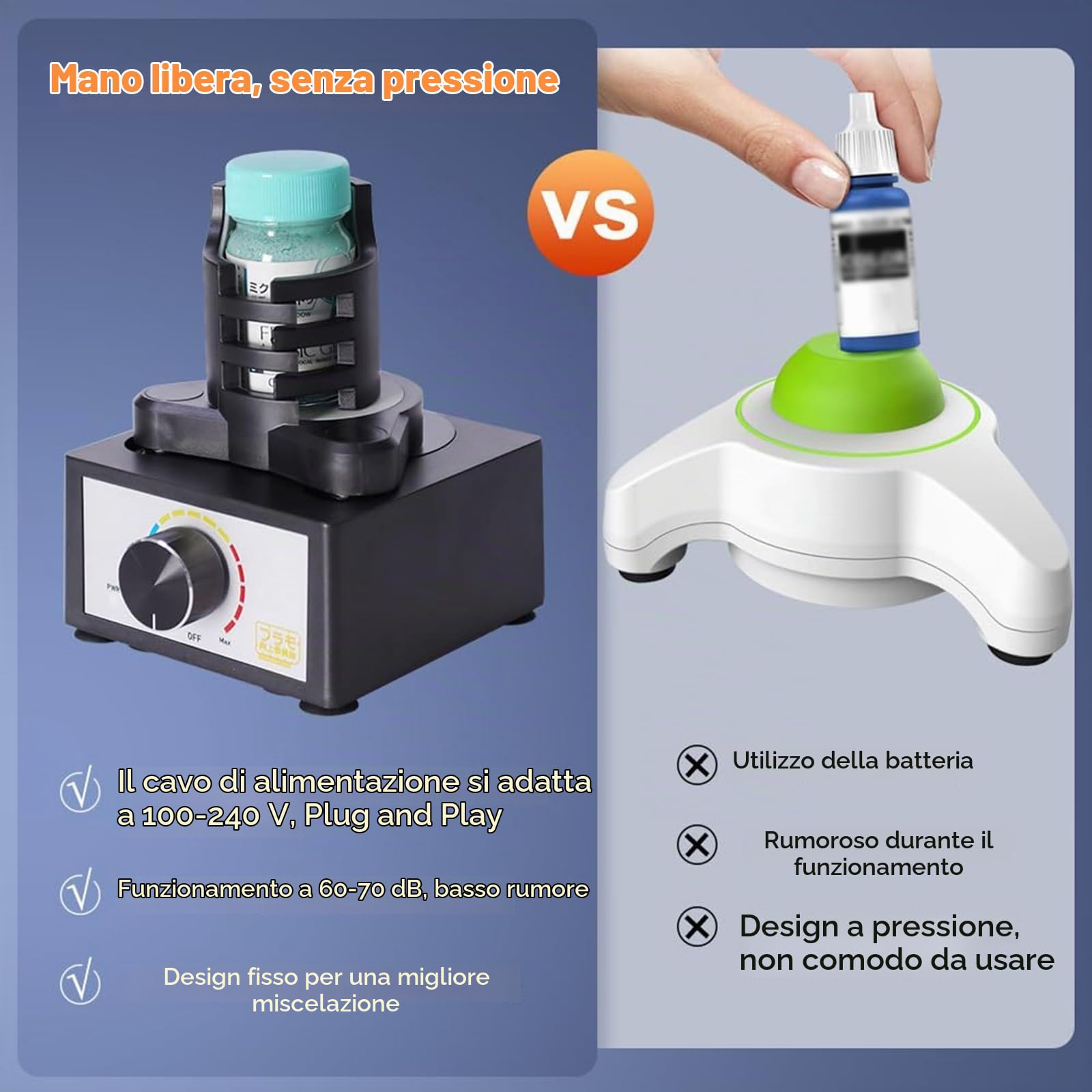 Mini agitatore for vernice Vortex, strumento for agitare for vernice modello hobby fai da te, agitatore con vibrazione irregolare a 360°, miscelatore di velocità a tre marce 300~2400 giri/min