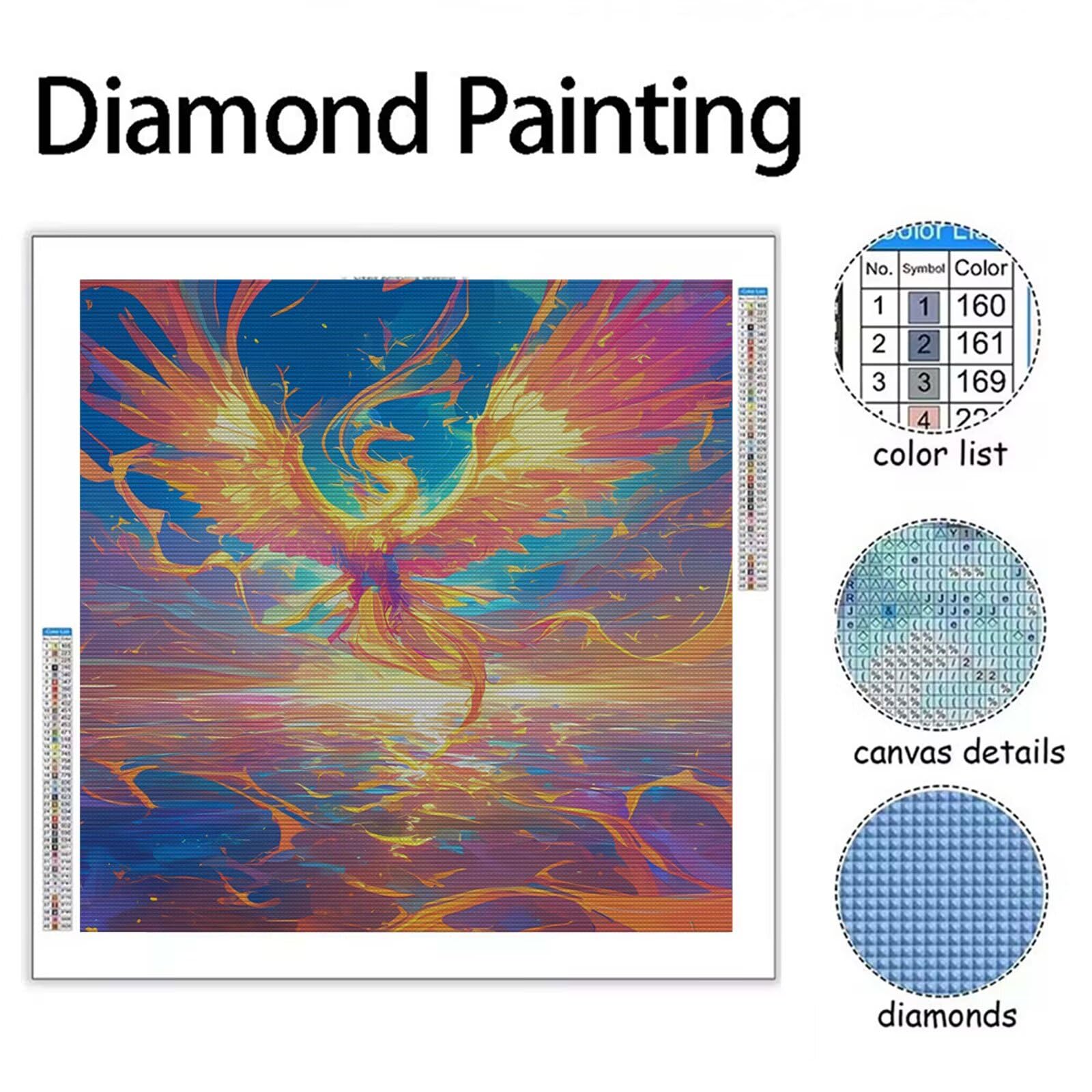 2025 nowy diamentowy krajobraz, 100 x 100 cm, diamentowy obraz feniks, sztuka kryształowa, malowanie według numerów, rękodzieło dla dorosłych, 5D, DIY, kwadratowy kryształ, haft, zdjęcia, hobby dla