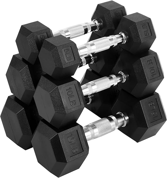 60 LB-100 LB Hex Dumbbells Set, 5-30 LB PVC Hex Dumbbell Weights Set for Strength Training, Exercise & Fitness Dumbbells, 60 LBS (5x2+10x2+15x2), 100 LBS (20x2+30x2), Black