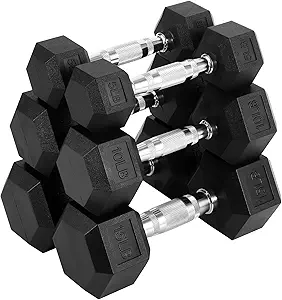60 LB-100 LB Hex Dumbbells Set, 5-30 LB PVC Hex Dumbbell Weights Set for Strength Training, Exercise & Fitness Dumbbells, 60 LBS (5x2+10x2+15x2), 100 LBS (20x2+30x2), Black