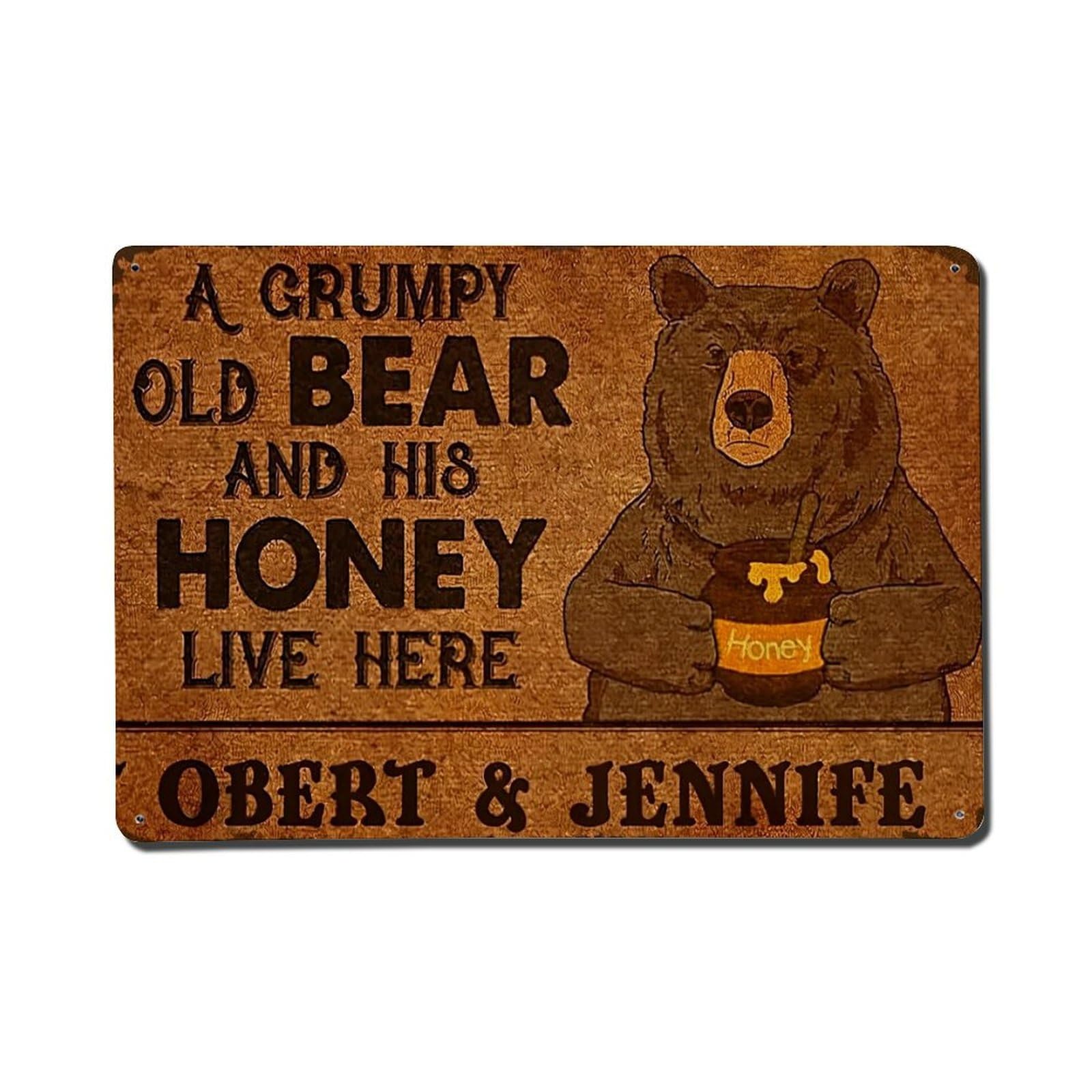 Bear Honey Jar Sign Art Metal Tin Sign Plaque
