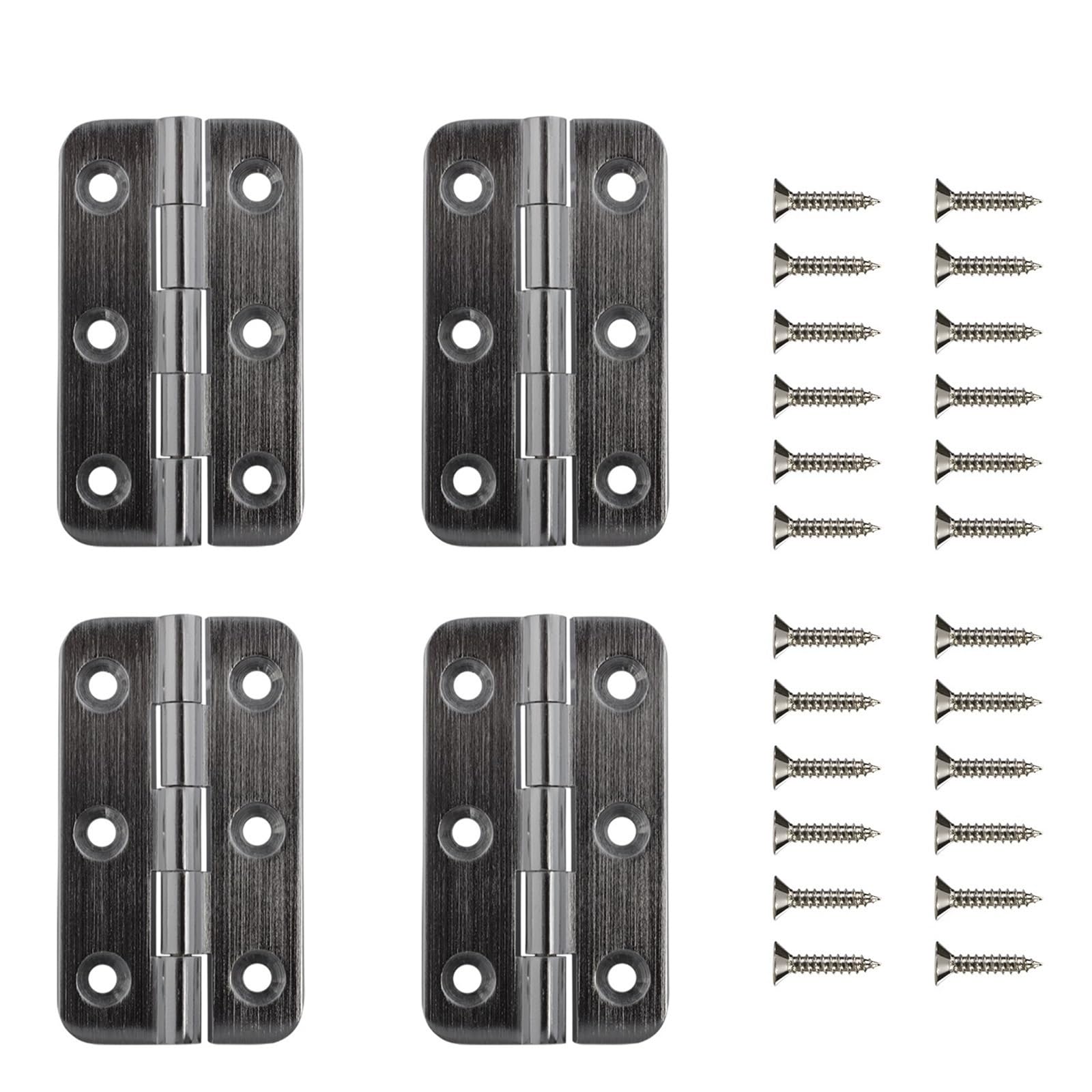 Huwoyg Black 4 Pcs Brushed Nickel And Brass Color Solid 2Inch Hinge Open 270 Degree Small Furniture With Screws For Gate(Black)