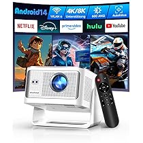 Alwtniet Proiettore Portatile 4K 8K (1080P Nativo e App Integrate) Mini Videoproiettore WiFi 6 Bluetooth 5.4 Android 14 Auto Keystone 6D, Auto Evita Ostacoli per Telefono, Smart TV, HDMI,USB HY350 Max