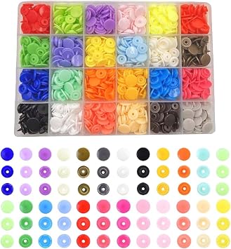 240 Sets 12mm T5 Snap Fasteners, 24 Assorted Color No Sew Plastic Buttons, Resin Snaps Fasteners Buttons Kit Perfect for Jackets, Jeans, Belts, Hats, Pet Clothing, Bags & DIY Crafts