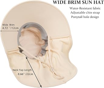 Sun Hats for Women Men - Sun Protection Wide-Brim Beach Hat with Neck Flap