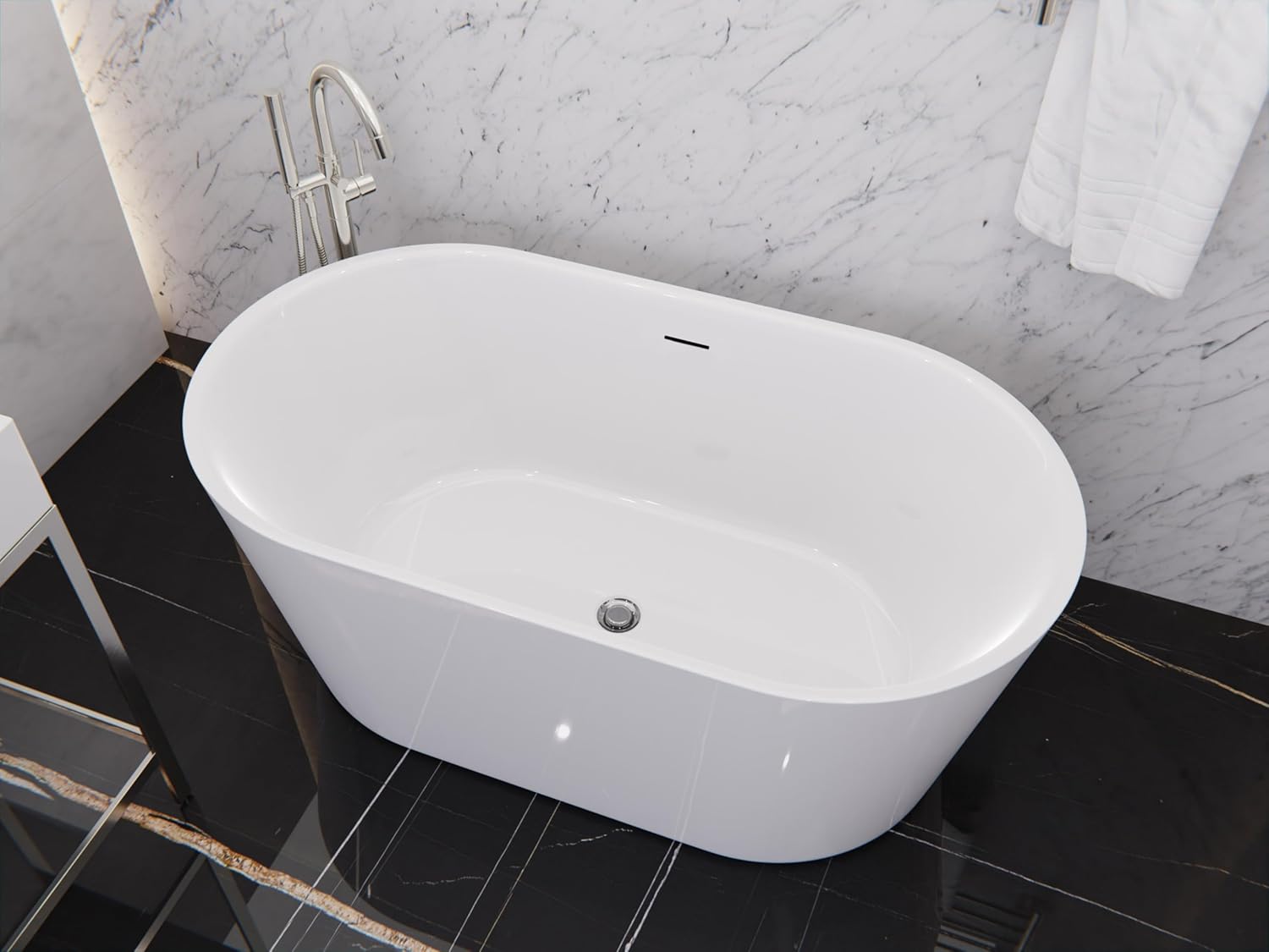 ANZZI Chand 55-Inch Freestanding Acrylic Soaking Tub: Luxurious Deep Soak for Modern Bathrooms
