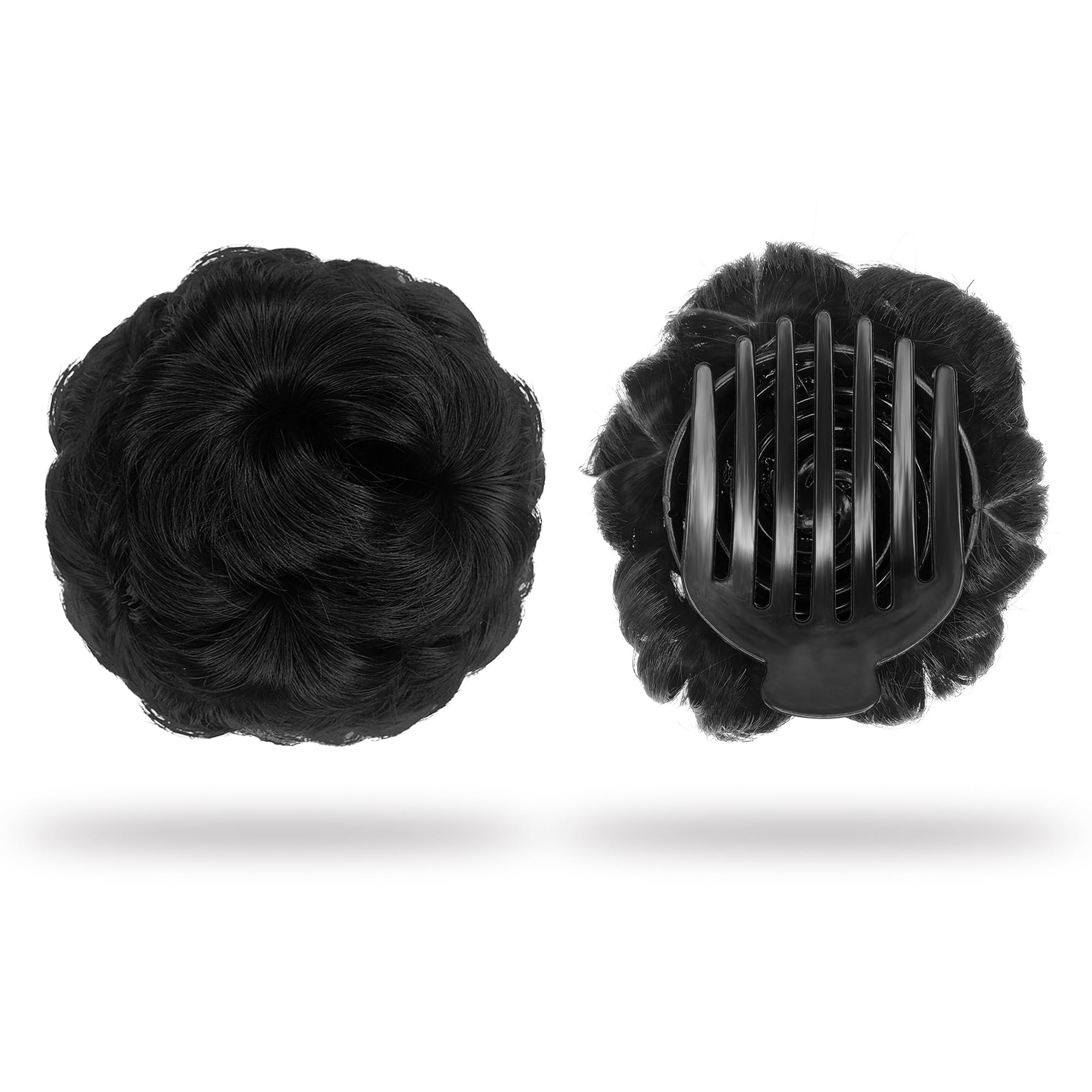 Sanas 1Pc Hair Extensions for Girls Clip in Extensions Synthetic Updo Fake Easy Bun Maker Hairpiece Accessories for Girls and Womens (Black)