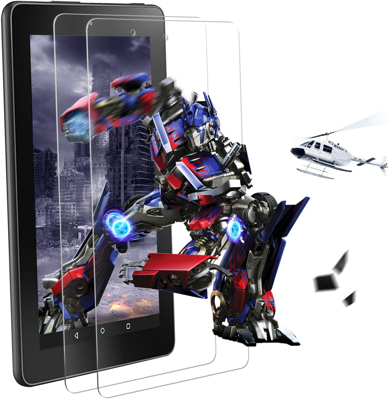 [2 Pack] ZoneFoker All New Amazon Kindle Fire 7 Tablet Screen Protector (7th/9th Generation - 2017/2019 Release), [Bubble Free][Easy Installation][Anti-Scratch][Anti-Fingerprint]