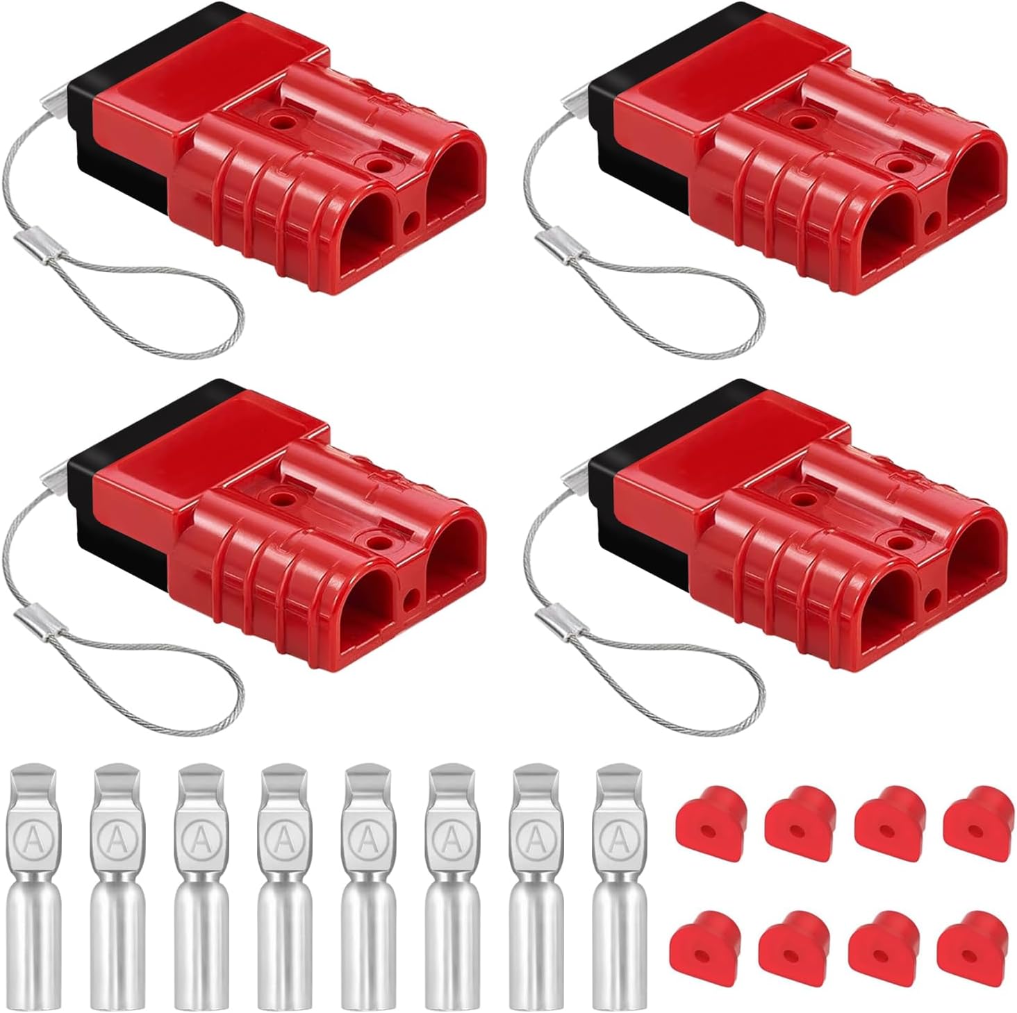 smseace 4Pack 50Amp Battery Quick Connect Plugs and connectors 6-12Gauge Battery Quick Disconnect for Winch, Trailer and trolling Motor Towing Winch Quick Connect Systems