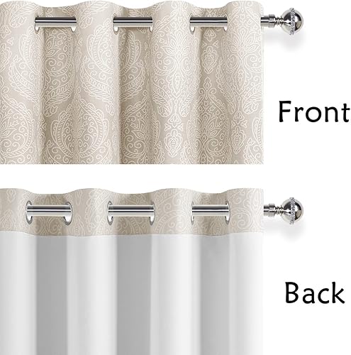 Miniatura 4 de DWCN Cortinas opacas degradadas para sala de estar, aislamiento térmico, bloque de luz, ahorro de energía, degradado, damasco, ojales, para