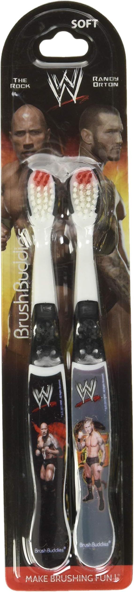WWE John Cena, CM Punk, and Daniel Bryan Toothbrushes - 2 Pack - Assorted Styles and Colors, Wrestlers May Vary
