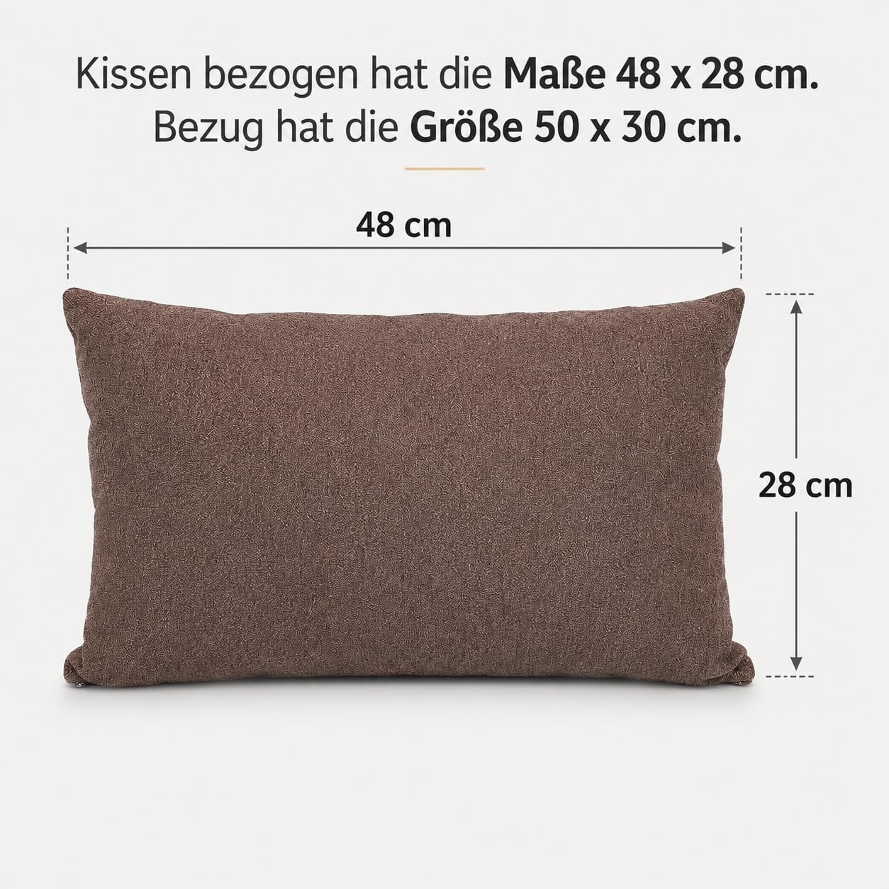 Juego de 2 Cojines de Sofá 50x30 cm, Almohadas Decorativas 2 Piezas, 2 Fundas + 2 Cojines de Relleno - Cojin (marrón Oscuro) | Con relleno y fundas, fundas extraíbles y lavables, cojines de sofá suaves