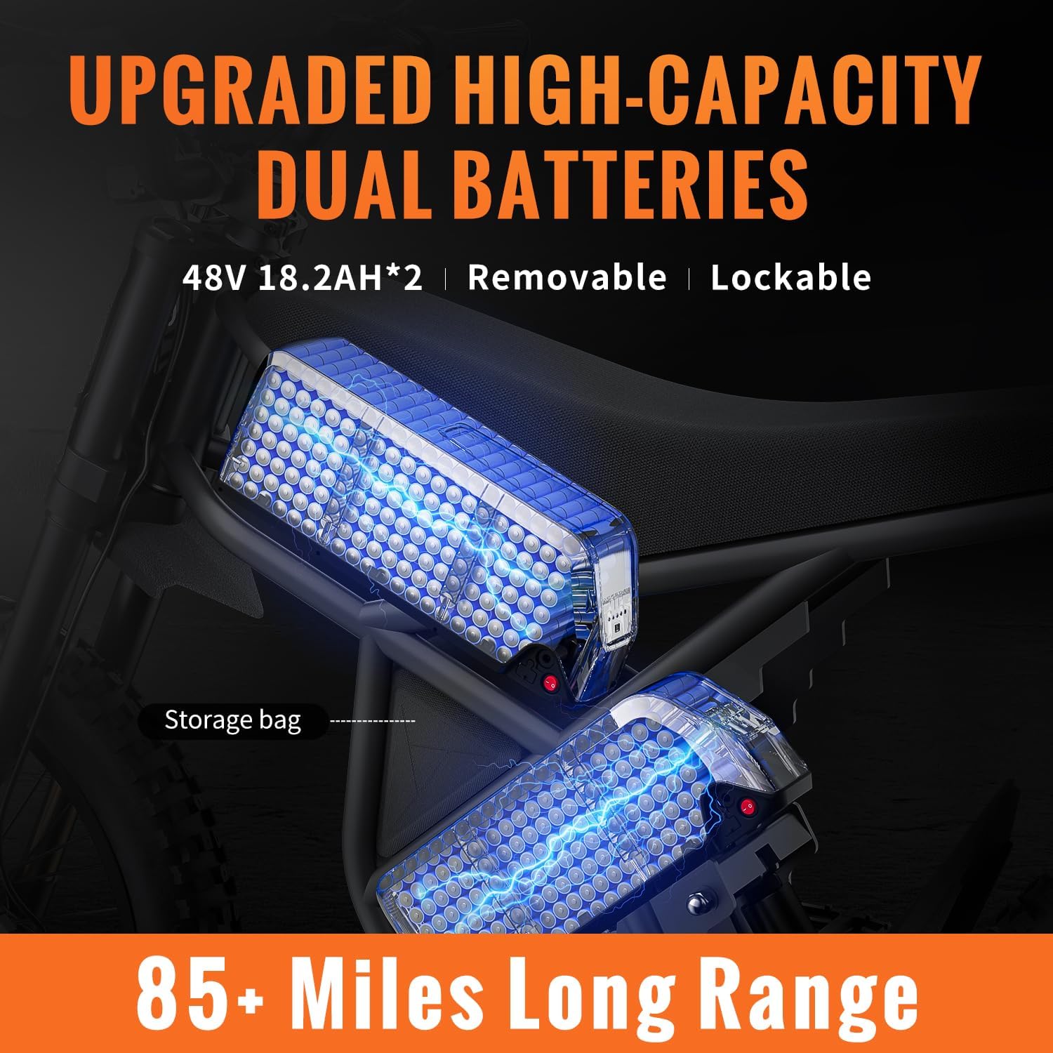 Bootime GT73/GT73Pro/GT54Pro Electric Dirt Bike for Adults 2500w/3000w Electric Bike with 48/60V 25/36AH Removable Battery 37/40/50MPH Speed 85+Mile Range