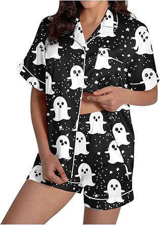 OTSANT Halloween Pajamas Women Cute Fall Pj Sets Spooky Pumpkin Shirt ...