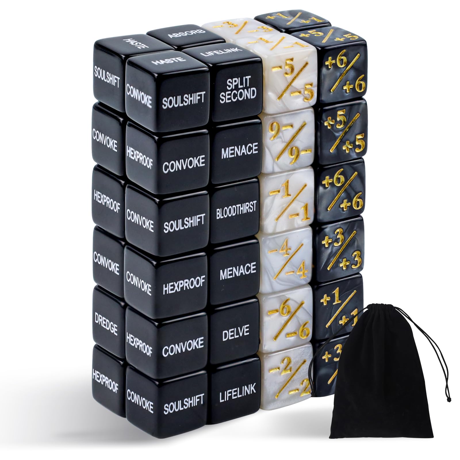 48 Pieces MTG Abilities Keywords Counter Dice, MTG Dice Counters,MTG Life Counter 1/+1,Creature Stats Buff Tokens Dice,MTG Dice Set for MTG, TCG, Card Games Accessories