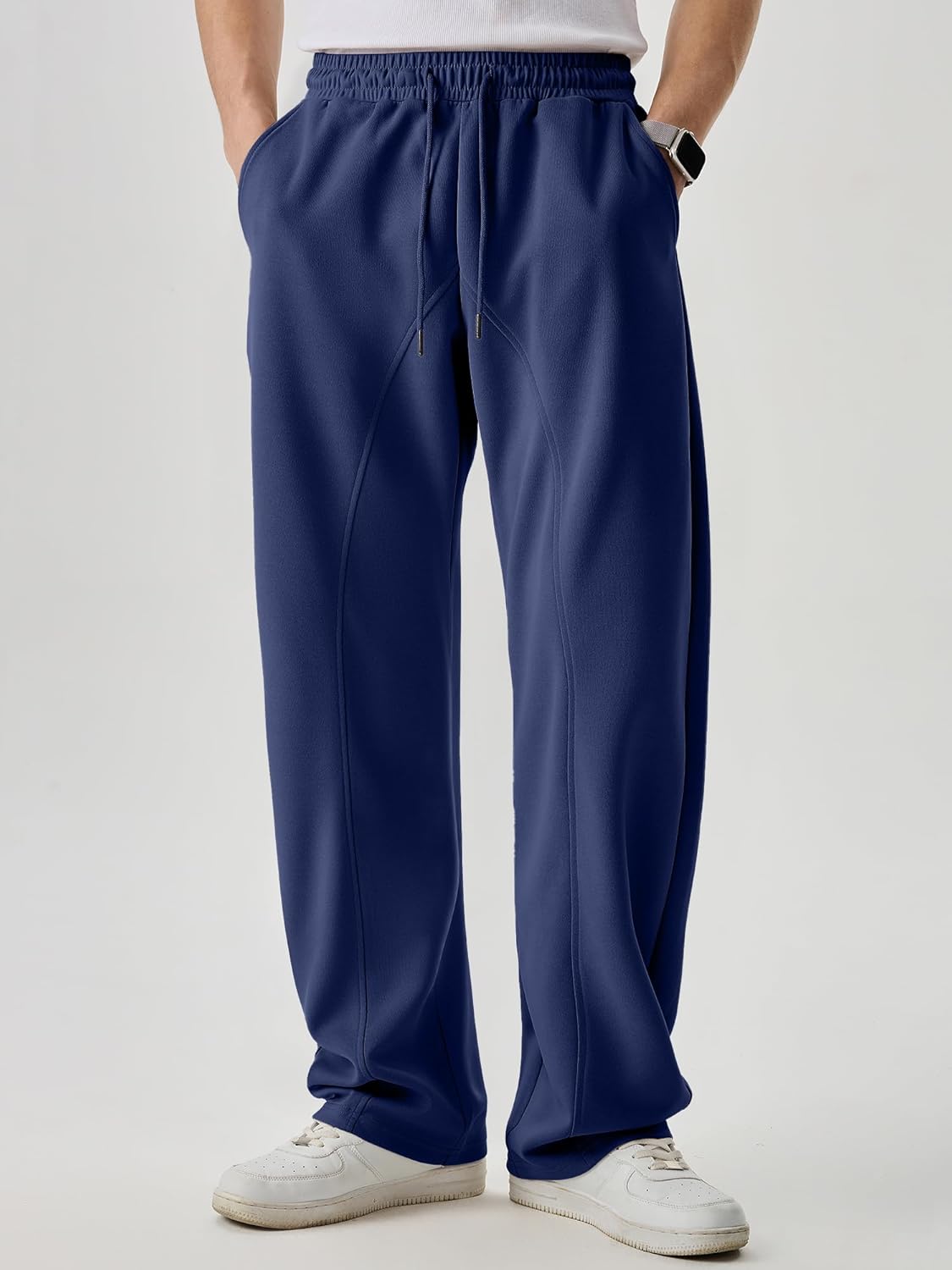 JMIERR Men's Casual Baggy Pants Wide Leg Travel Pants Streetwear Joggers with Pockets - Image 2