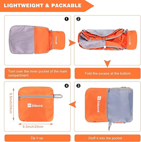 Vista 12 de Zomake - Mochila de senderismo plegable resistente al agua, mochila ligera de 40 litros para viajes, mochila plegable Amarillo,Negro -,Azul