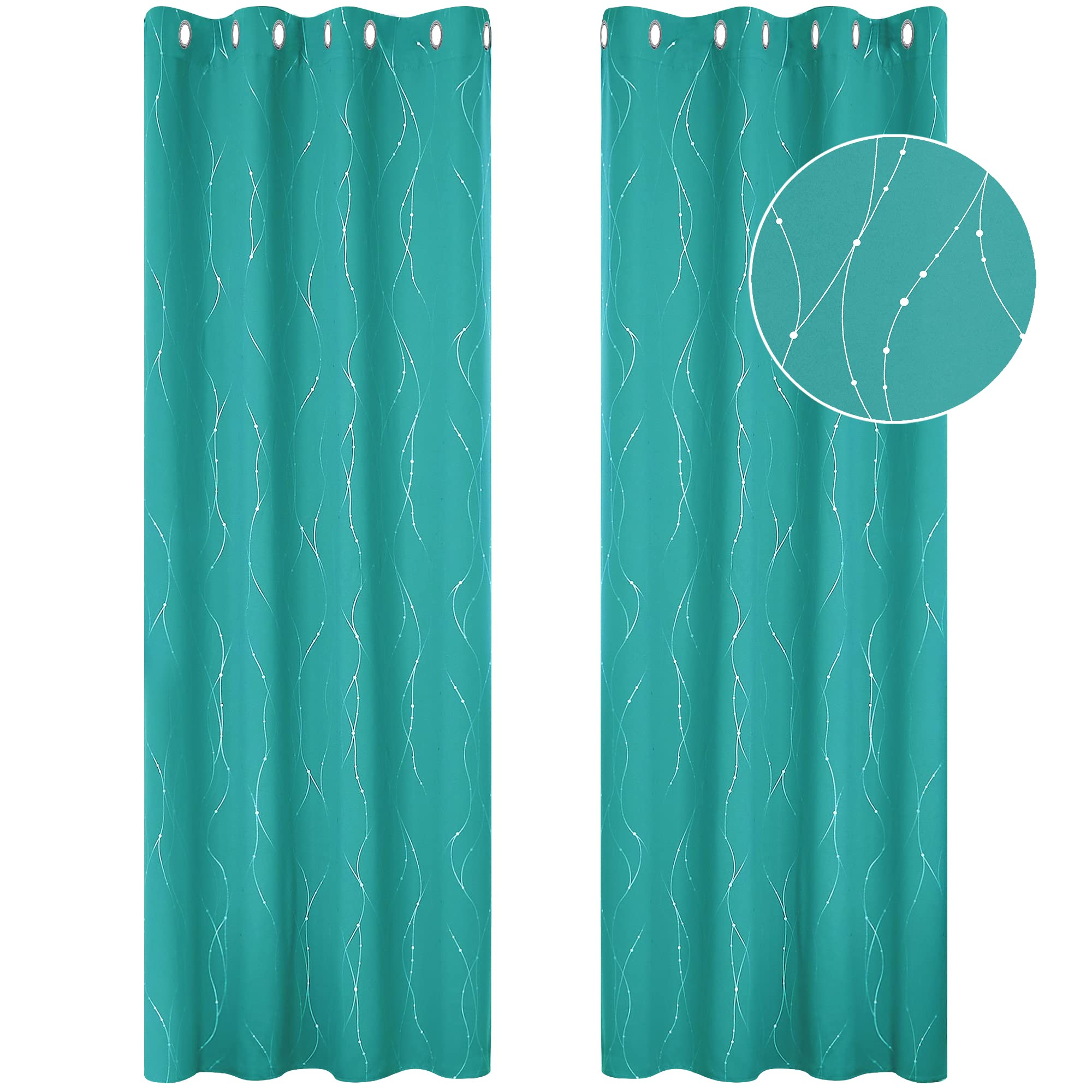 Deconovo Decorative Silver Dotted Line Foil Printed Blackout Curtains Thermal Insulated Curtains Eyelet Curtains for Baby Nursery 52 x 54 Inch Light Grey 2 Panels — view 87