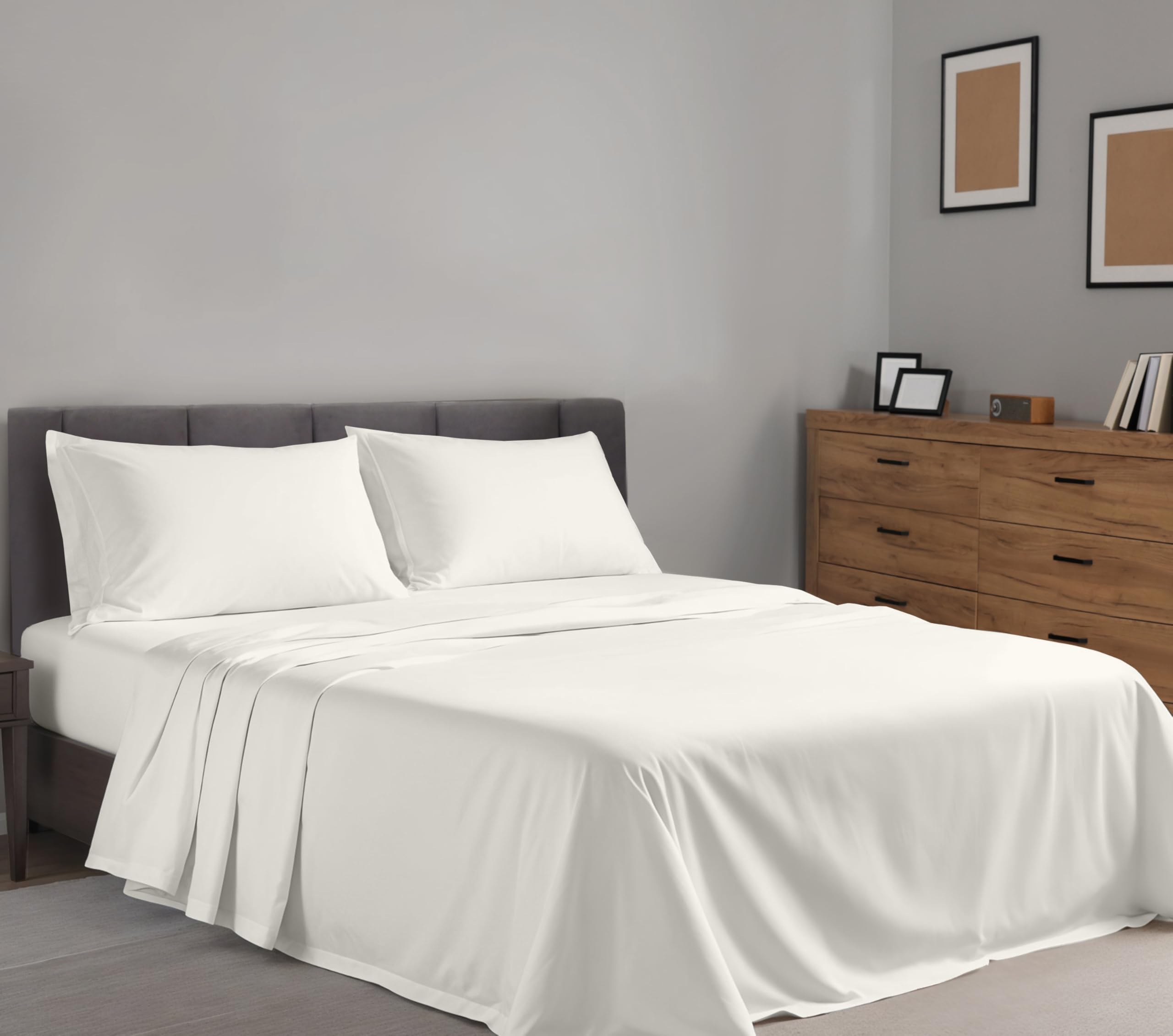 Ruvanti 100% Cotton Full Size Bed Sheets, 4 Pieces, Soft & Breathable Percale Weave Bedding, Deep Pocket 16", Hotel Standard - Image 2