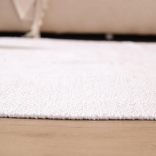 Miniatura 4 de HOMEMONDE Alfombra de algodón en espiga de 2 x 3 pies, alfombra abstracta reversible, bohemia y ligera para zonas de alto tráfico, cocina,