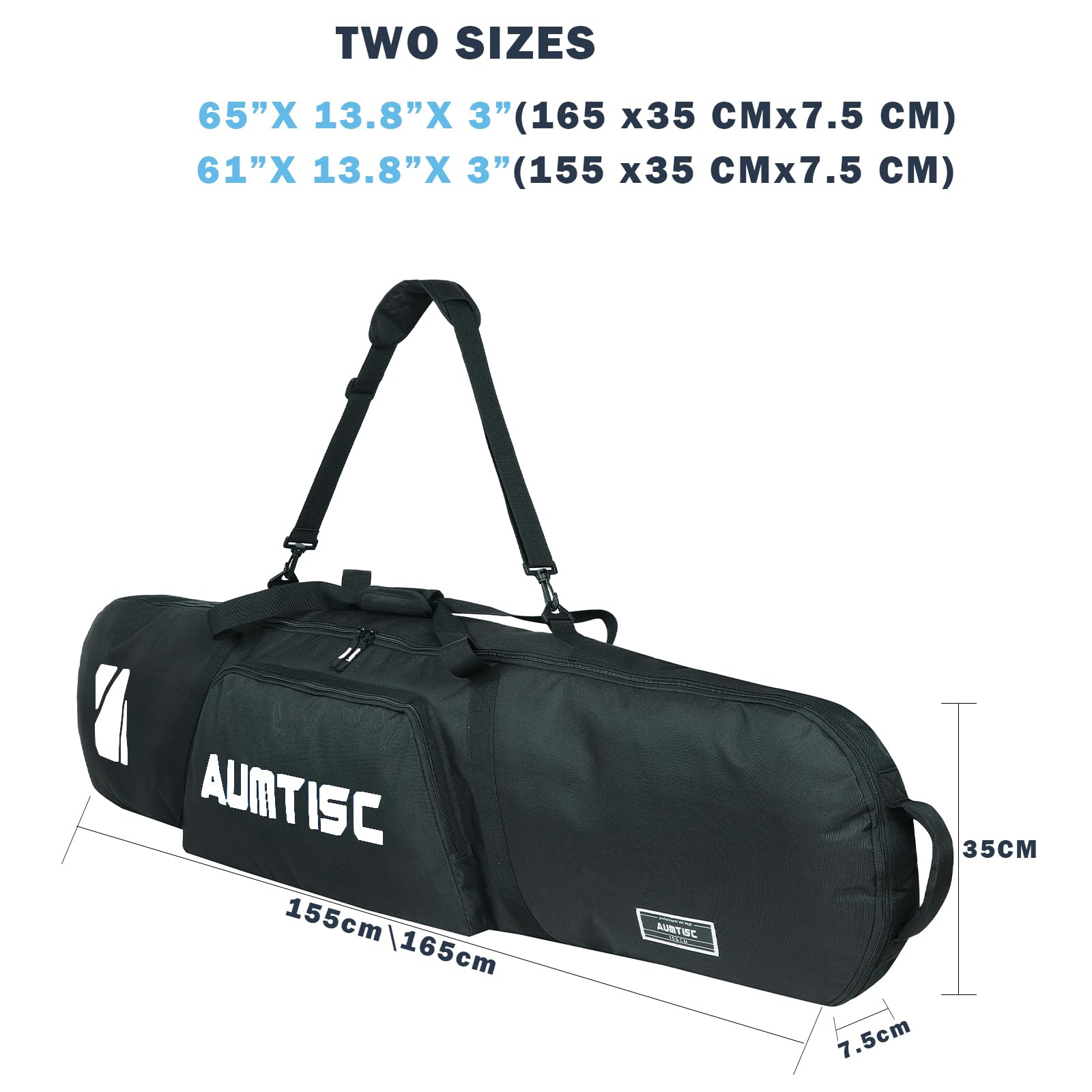 AUMTISC Snowboardtaschen Boardtaschen Skitasche Skitasche Skiausrüstung Snowboard Aufbewahrung Snowboard Reisetasche Gepolsterte Skitasche Skiausrüstung Ski Reisetasche Lange Skitasche Länge in 155cm