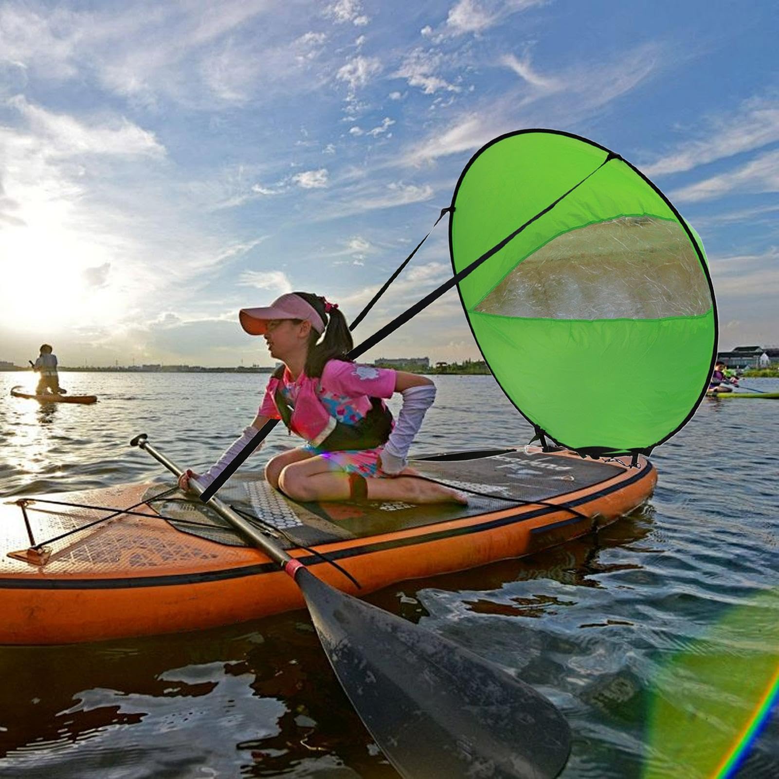 Velas de paddleboard – Kit de vela hinchable de remo de pie | Ajustable y portátil, accesorio de protección solar para barco, vela de remo fácil de instalar, duradera y ligera