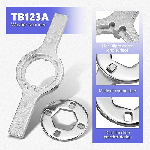 Miniatura 6 de HASMX TB123A Llave inglesa para lavadora Maytag Whirlpool GE reemplaza números de pieza: AP6832671, TJ90TB123A, 12393, 123931, OVR23A, TB123,
