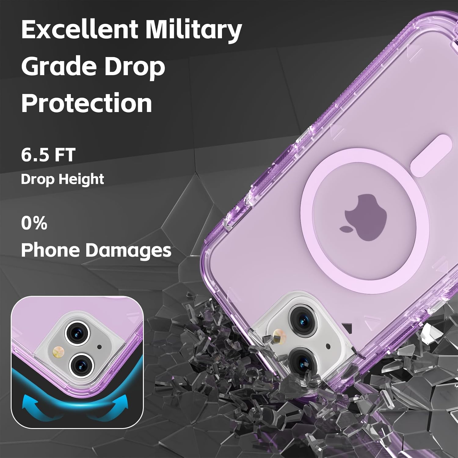 for iPhone 14 Plus Case, Compatible with MagSafe, Durable Dual Layer Transparent Magnetic Phone Case, Heavy Duty Shockproof and Anti-Drop Protective Cover for iPhone 14 Plus, 6.7'', Purple - Image 4