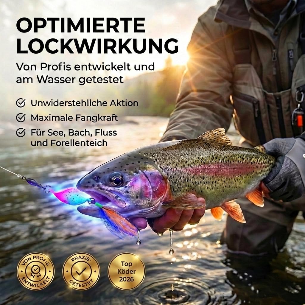 Messeneuheit 2025 Spoons Forelle Mega Twist 10 Stück in Spoonbox | Forellen Angeln Spoon Set Forellenköder | Forellen Blinker Angeln Forelle | Spinner Set Trout