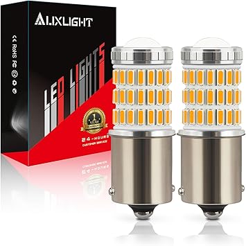 AUXLIGHT 1156 7506 LED Bulb Amber, 1141 1003 BA15S LED Turn Signal Lights Bulbs with Projector, Ultra Bright for Blinker Marker DRL Parking Lights Pack of 2