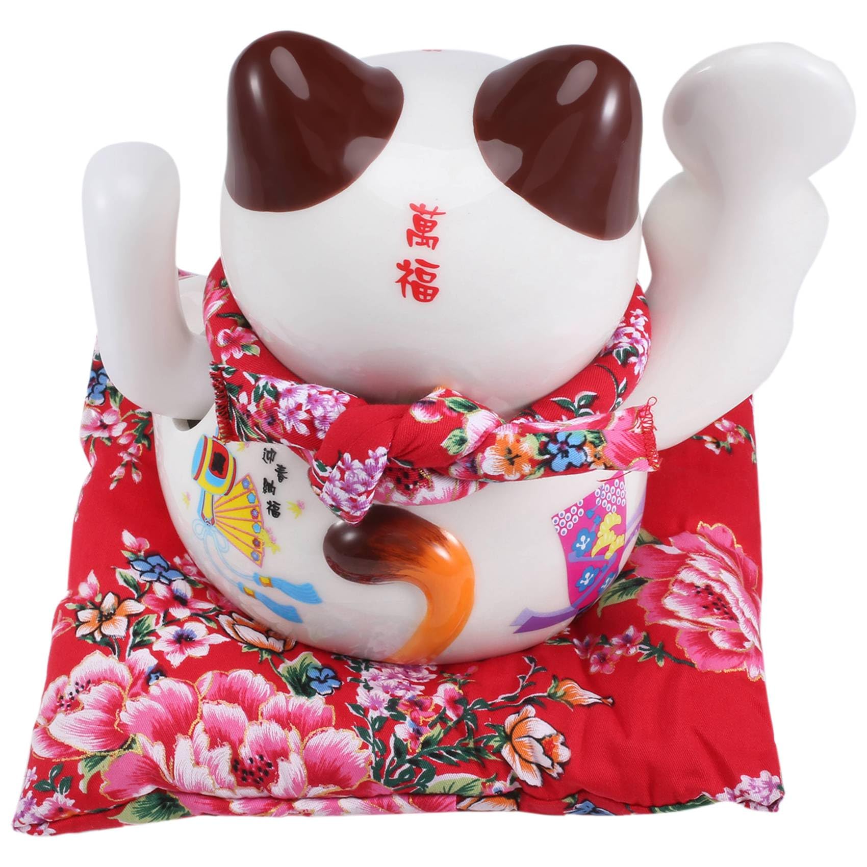 Maneki Neko Agitante In Ceramica - Gatto Portafortuna Giapponese Con Movimento Oscillante Per Decorazione Casa - Foto 8
