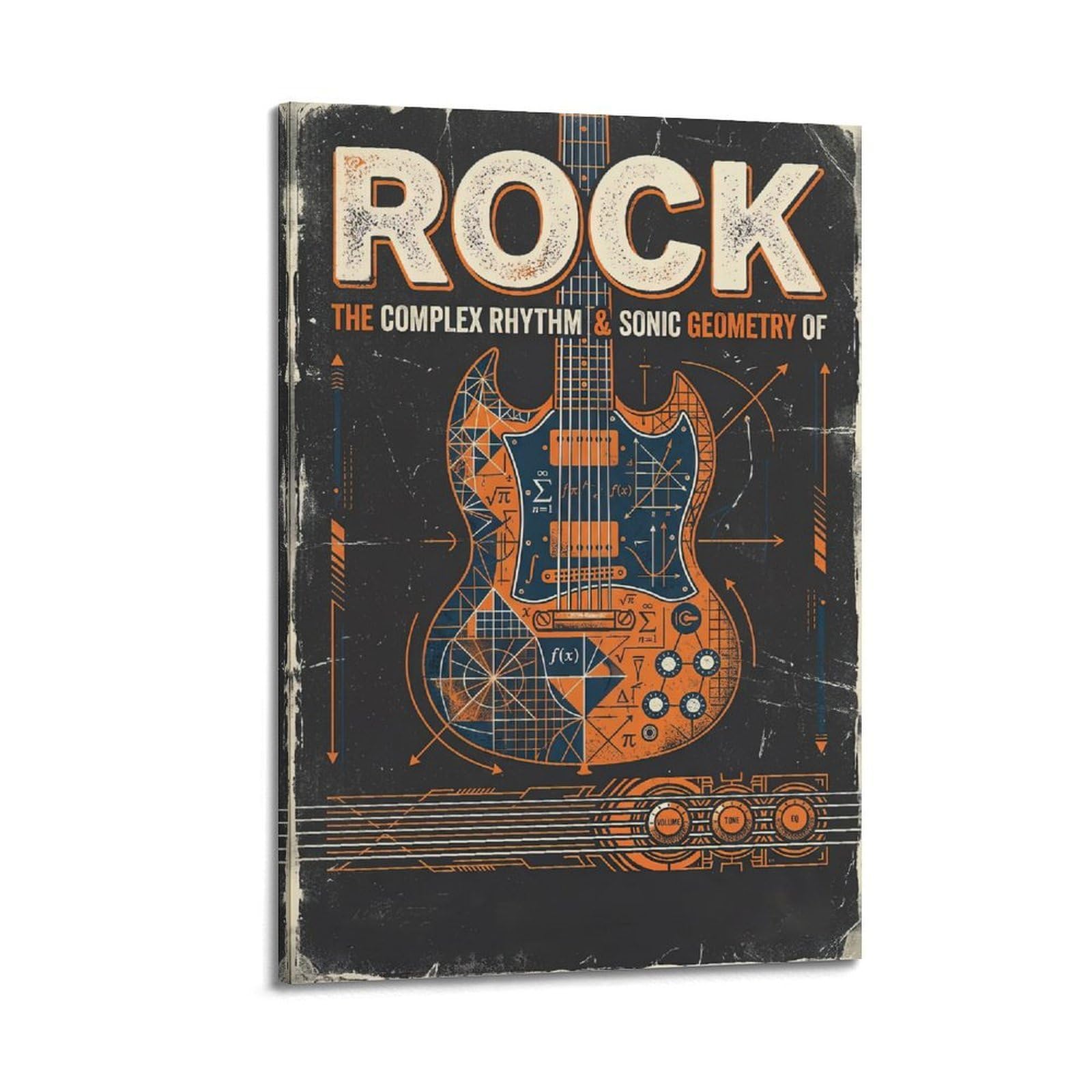 OKNGB Vintage Progressive Rock Math Geometry Guitar Poster Decorative Painting Canvas Art Picture 20x30inch(50x75cm)