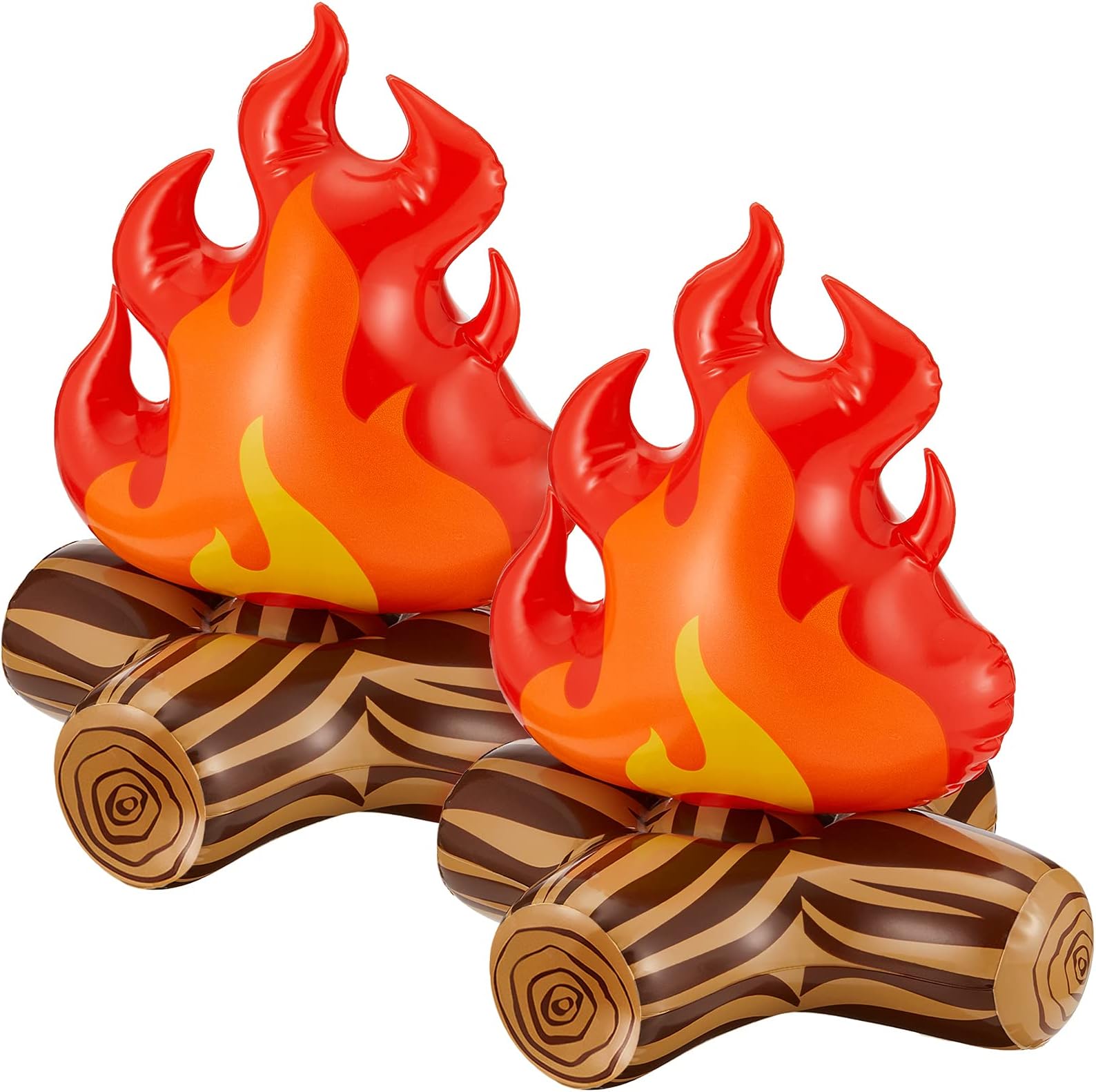Sumind 2 Pieces Inflatable Fake Campfire Camping Props Bonfire Party Decor Campfire Party Decorations Artificial Flame for Indoor Camping Overnight and Scene Setting