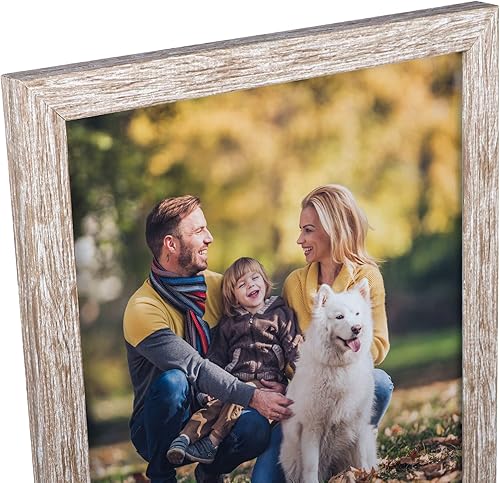 Miniatura 6 de Lyeasw Juego de 12 portarretratos rústicos de 8 x 10 pulgadas, marcos de fotos de granja con múltiples vetas de madera para pared o mesa, color beige
