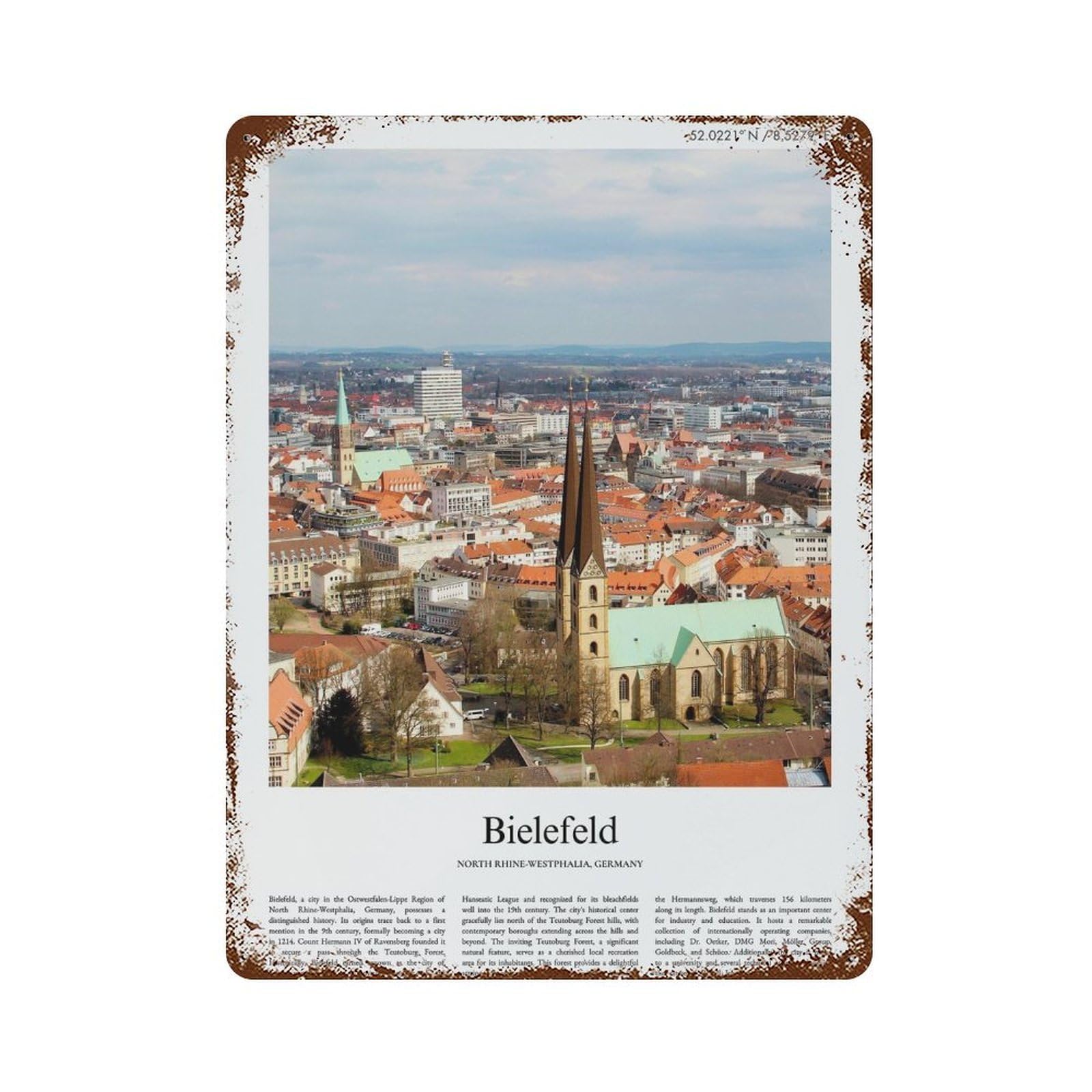 xiaoxiaoshen Bielefeld North Rhine-westphalia, Germany City Scenery Wall Decor Art Metal Tin Poster Modern Home Decor Art Home Bar Shop Decorations Vintage Sign 40x30cm