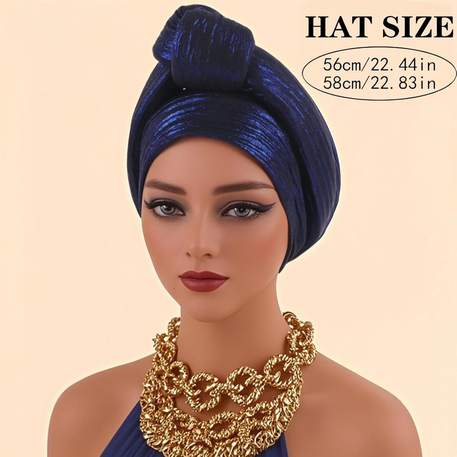 African Women Turban Caps Beanie - Knotted Head Wraps for Women Turbantes para Mujer Girl Fashion Hat - Image 3