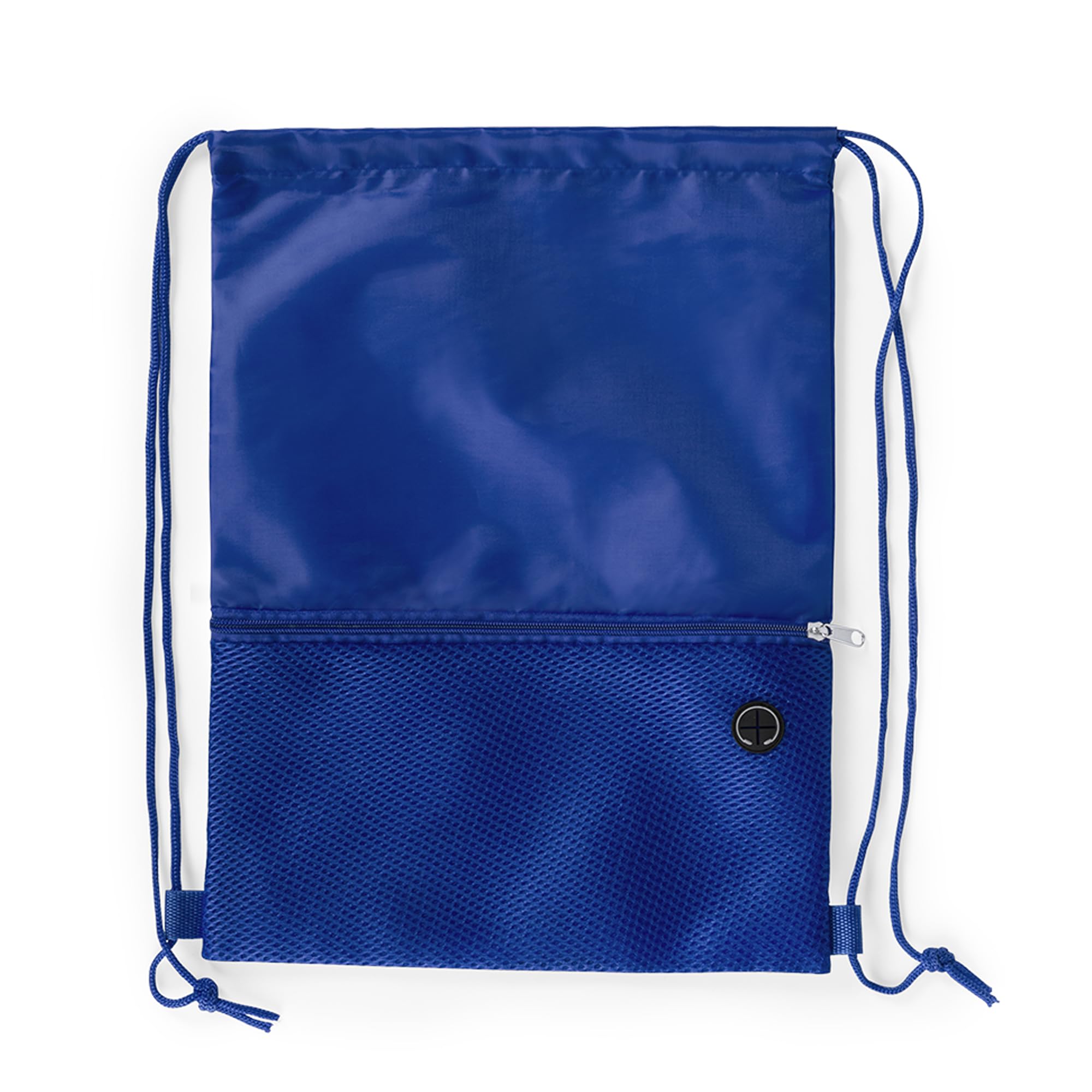 Bodygenix Unisex Drawstring Backpack for Sports – Lightweight Polyester Bag with Front Zip Pocket & Headphone Port – Waterproof Cinch String Bag for Sports, School, Swim, Travel & Beach Use - Blue — image 1