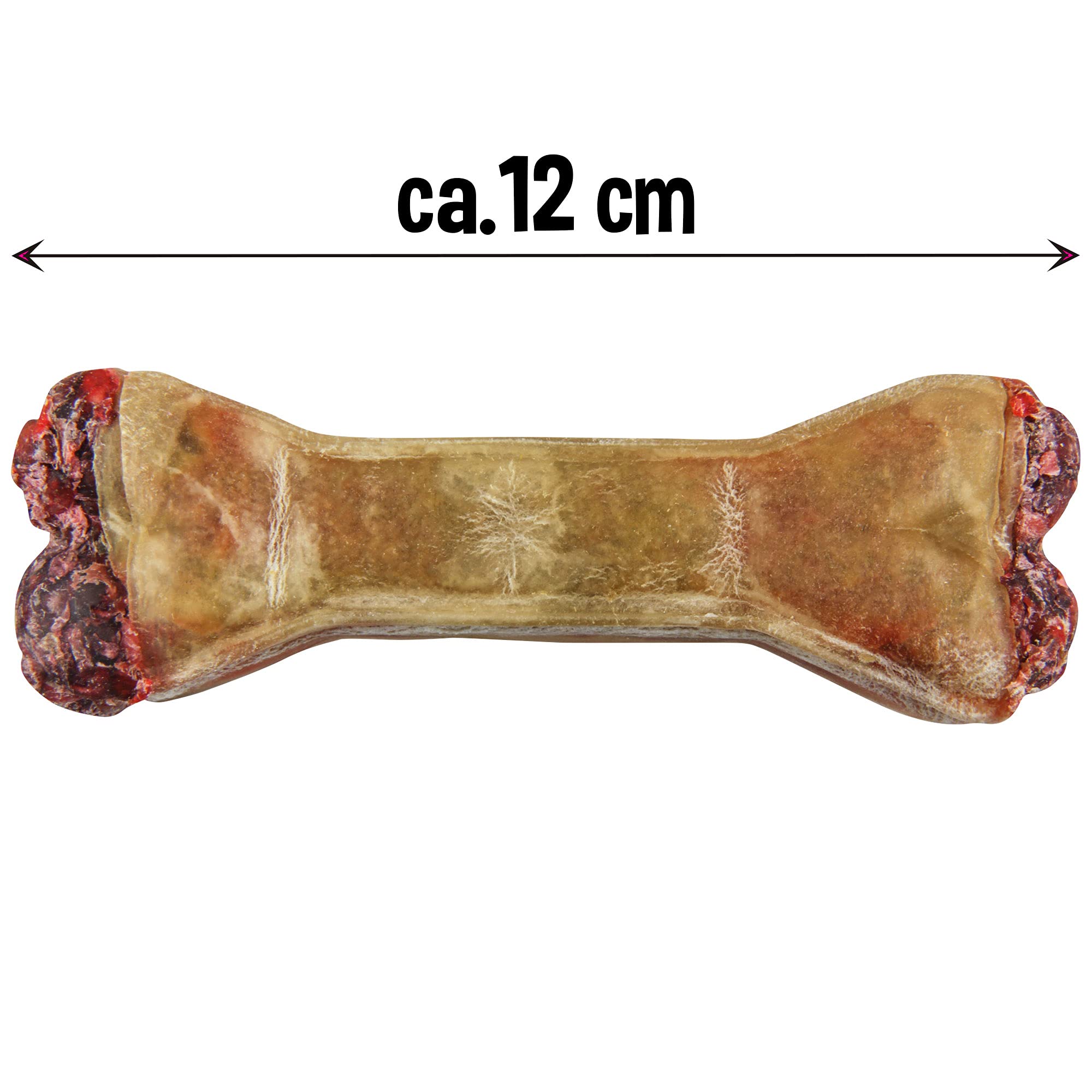 Schecker Gefüllter Kauknochen mit Salami - 1,4 kg - 20 Stück á 12 cm - Geschmack - Gefüllt mit Pansen und Ochsenziemer - Länge: 12 cm