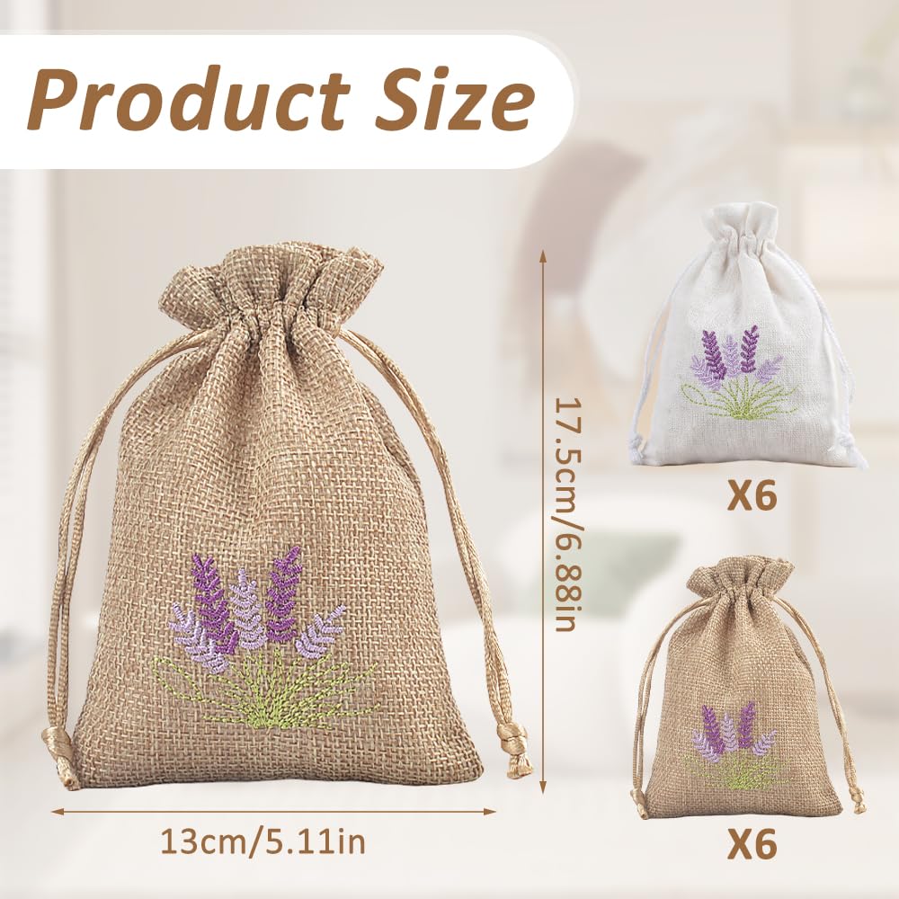 12 Sacchetti Lavanda Vuoti In Lino E Cotone - Con Coulisse 18x13 Cm Per Spezie E Piccoli Oggetti - Foto 8