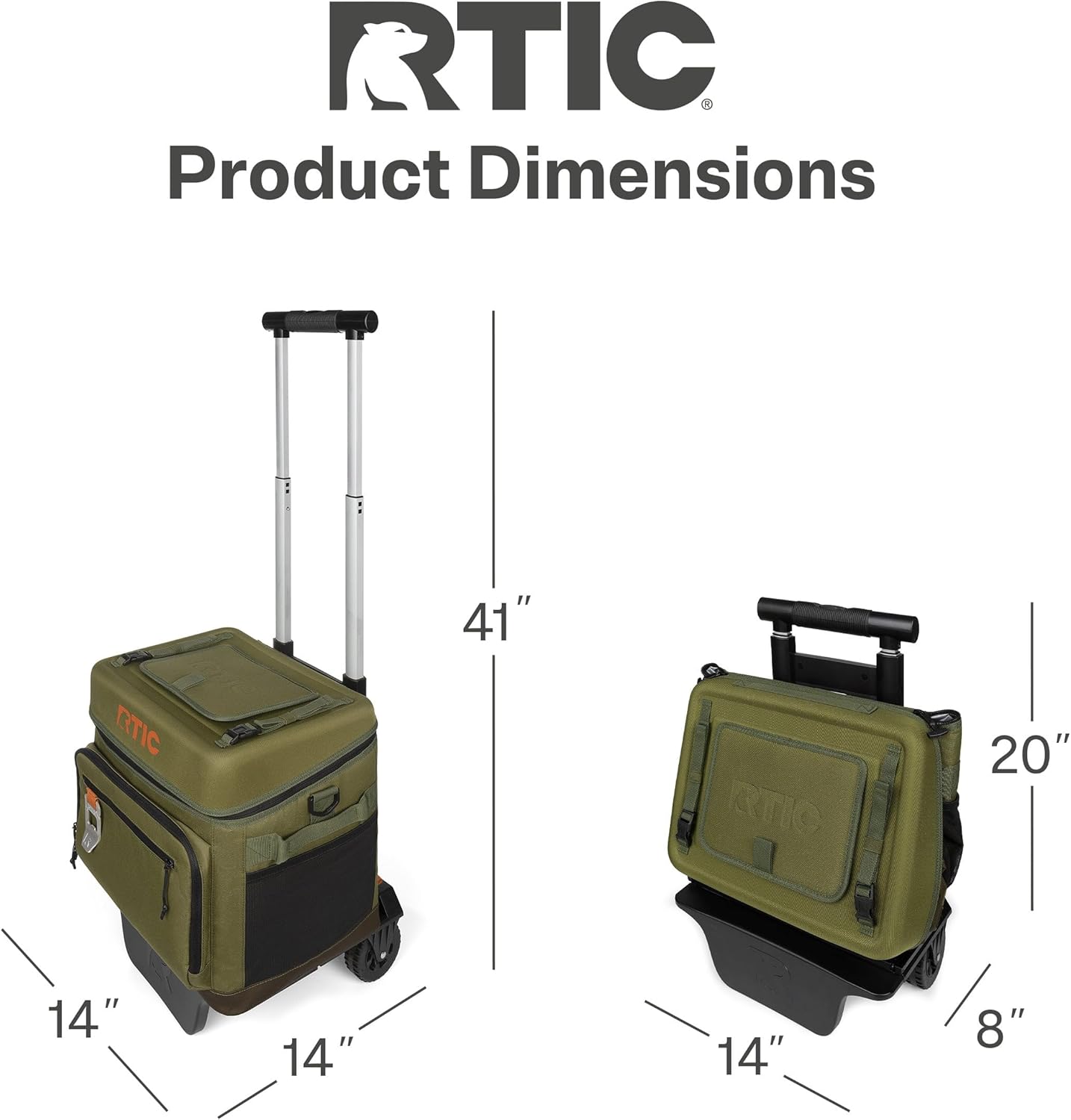 RTIC Everyday Wheeled Cooler, Soft Sided Insulated Portable Rolling Collapsible Cooler Bag with Wheels and Handle for Outdoor, Beach, Camping, Sports, Travel, Leakproof