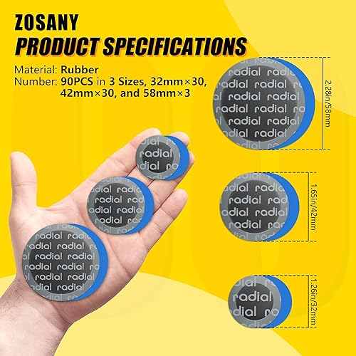 Miniatura 2 de Kit de reparación de neumáticos de 91 piezas, kit de reparación de pinchazos de neumáticos con rodillo de parche de neumáticos, kit de parches de