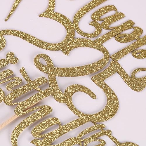 Miniatura 203 de Decoración para tarta de cumpleaños número 15 con purpurina dorada – 15 aniversario/cumpleaños – Hello 15, Cheers to 15 años, 15 & Fabulous Cake