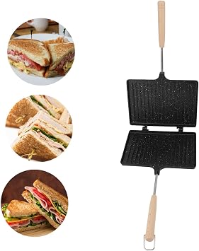 Breakfast Sandwich Maker, Panini Press Hot Dog Toaster Cheese Press Breakfast Pan Double Sided Frying Pan Grilled Pan for Home Kitchen