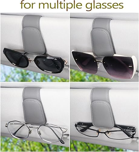 Miniatura 6 de Soporte magnético de cuero para lentes de sol para automóvil, clip de lentes de sol para visera de automóvil, accesorios interiores universales para