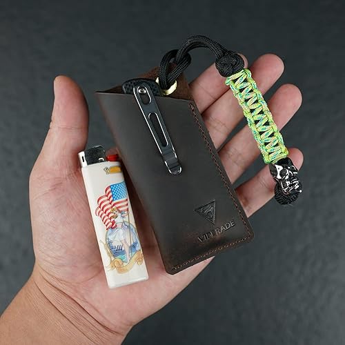 Miniatura 4 de VIPERAED PJ11 EDC Small Leather Sheath for Belt,Leather Holster for Small Flashlight,Utility Small Leather Knife Sheath,Leather EDC Pocket Slip for